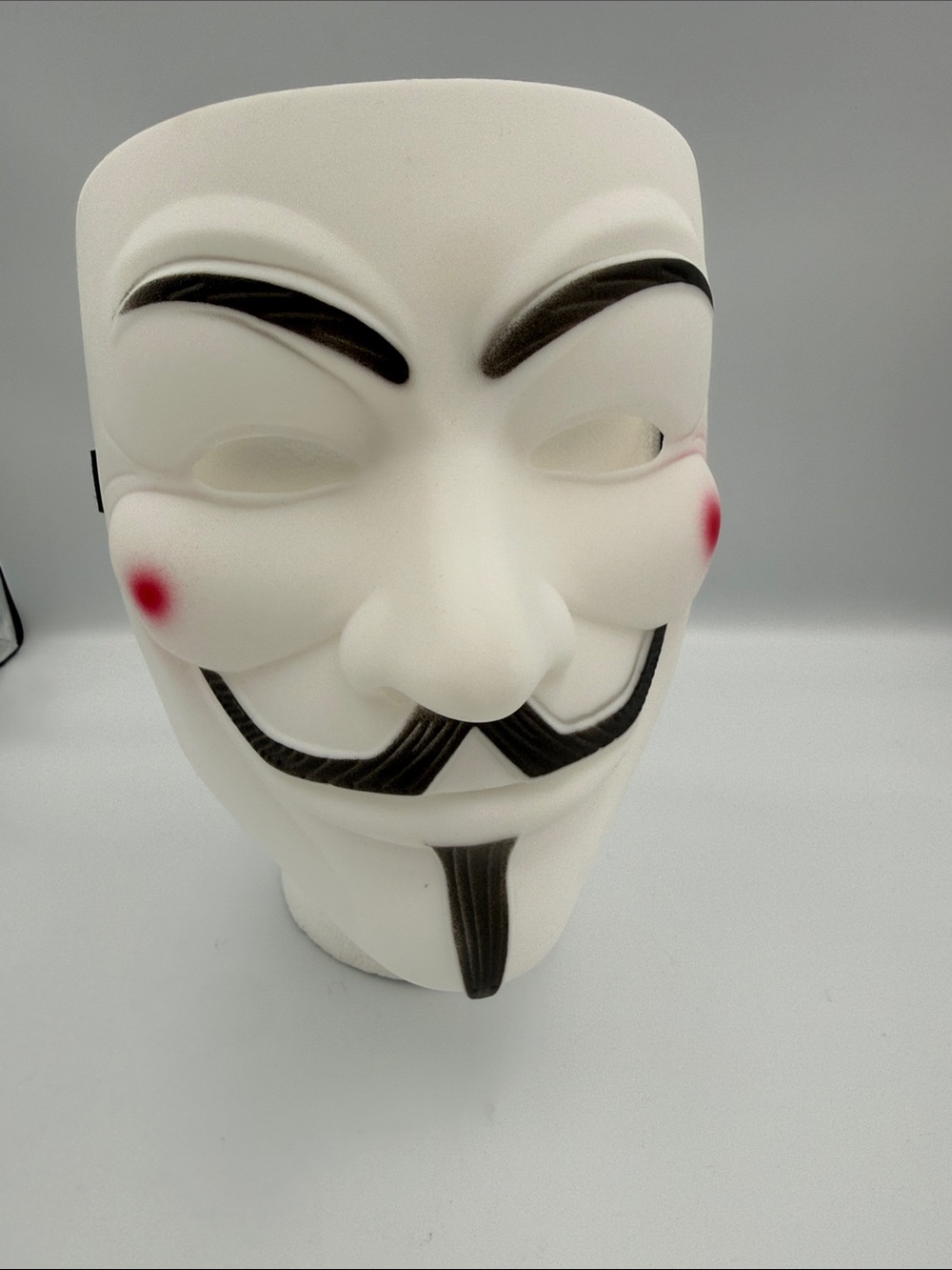 Guy Fawkes Anonymous Mask in White with Black & Red Accents